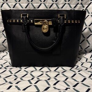 Michael Kors Black Satchel with Gold Accents